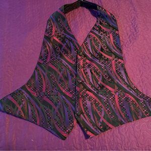 Bracci tux vest pink-maroon , purple & black vest S/M adjustable at neck & back
